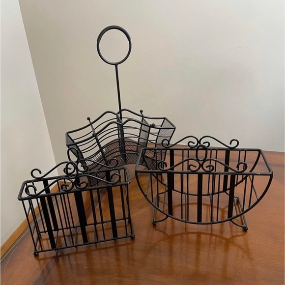 Portable wrought‎ iron utensil picnic caddy for plates, napkins, and silverware - Picture 2 of 5